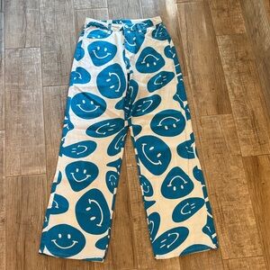 Bacio Blue Smiley Face Pants